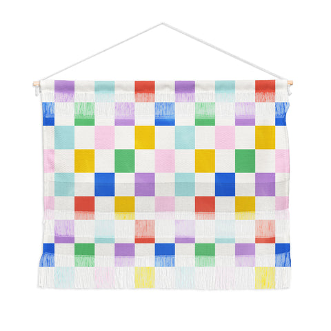 Emanuela Carratoni Checkered Rainbow Wall Hanging Landscape