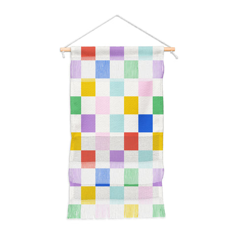 Emanuela Carratoni Checkered Rainbow Wall Hanging Portrait