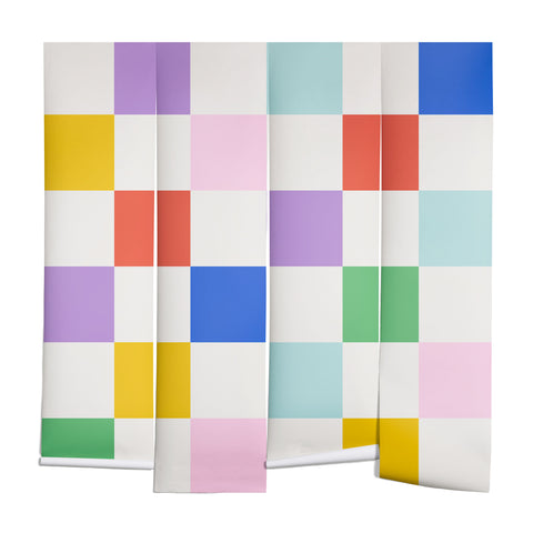Emanuela Carratoni Checkered Rainbow Wall Mural