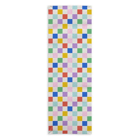 Emanuela Carratoni Checkered Rainbow Yoga Towel