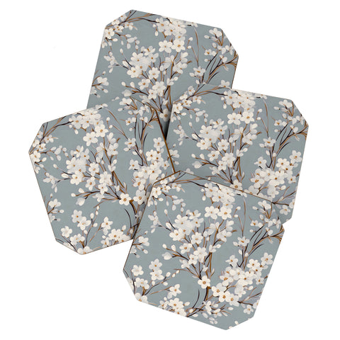 Emanuela Carratoni Cherry Blossom Flowers Coaster Set