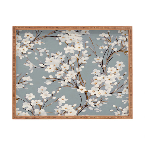 Emanuela Carratoni Cherry Blossom Flowers Rectangular Tray