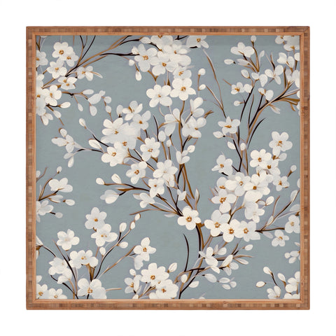 Emanuela Carratoni Cherry Blossom Flowers Square Tray