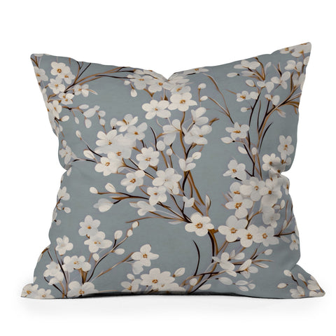Emanuela Carratoni Cherry Blossom Flowers Throw Pillow