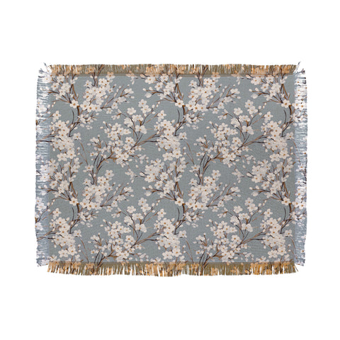 Emanuela Carratoni Cherry Blossom Flowers Throw Blanket
