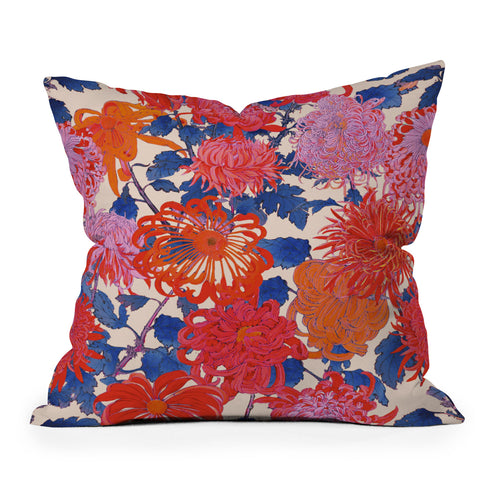 Emanuela Carratoni Chinese Moody Blooms Outdoor Throw Pillow