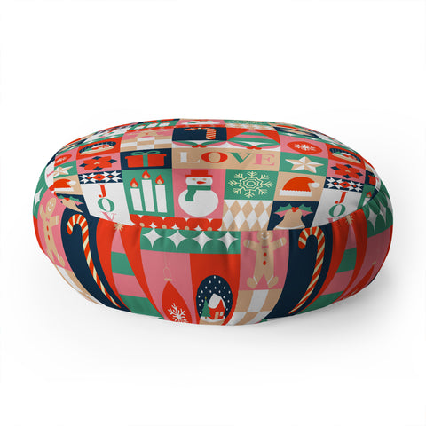 Emanuela Carratoni Christmas Patchwork Floor Pillow Round