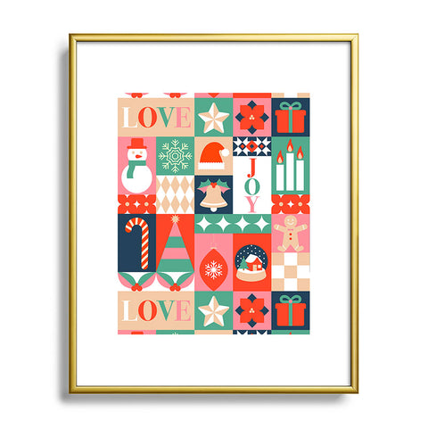 Emanuela Carratoni Christmas Patchwork Metal Framed Art Print