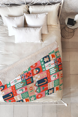 Emanuela Carratoni Christmas Patchwork Fleece Throw Blanket