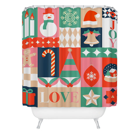 Emanuela Carratoni Christmas Patchwork Shower Curtain