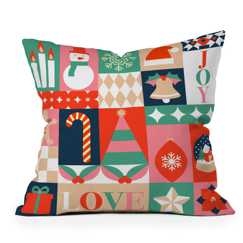 Emanuela Carratoni Christmas Patchwork Throw Pillow