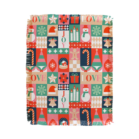 Emanuela Carratoni Christmas Patchwork Throw Blanket