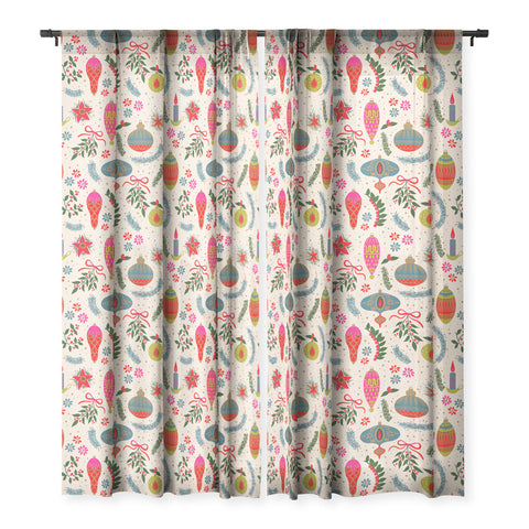 Emanuela Carratoni Christmas Vintage Decorations Sheer Window Curtain