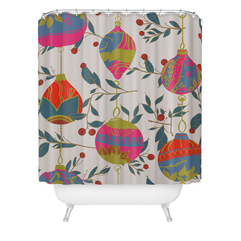 Emanuela Carratoni Christmas Vintage Ornaments 2 Shower Curtain