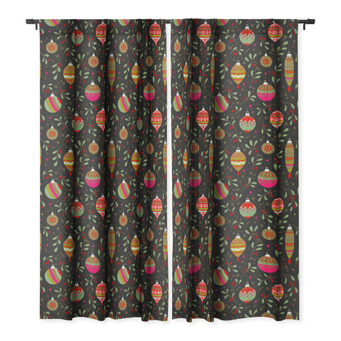 Emanuela Carratoni Christmas Vintage Ornaments Blackout Window Curtain