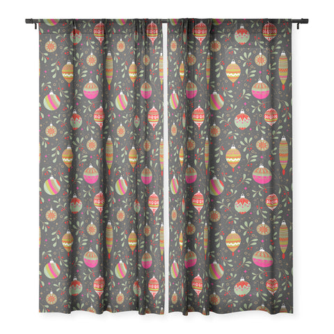 Emanuela Carratoni Christmas Vintage Ornaments Sheer Window Curtain