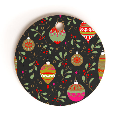 Emanuela Carratoni Christmas Vintage Ornaments Cutting Board Round