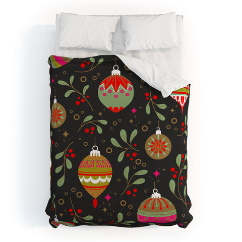 Emanuela Carratoni Christmas Vintage Ornaments Duvet Cover