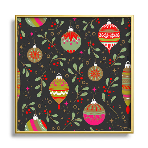 Emanuela Carratoni Christmas Vintage Ornaments Square Metal Framed Art Print