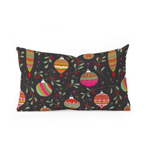 Emanuela Carratoni Christmas Vintage Ornaments Oblong Throw Pillow