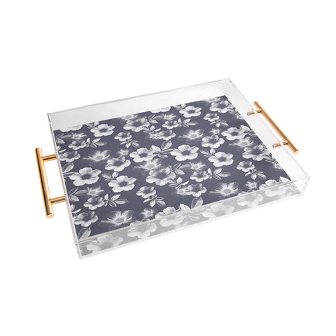 Emanuela Carratoni Classic Blue Floral Theme Acrylic Tray