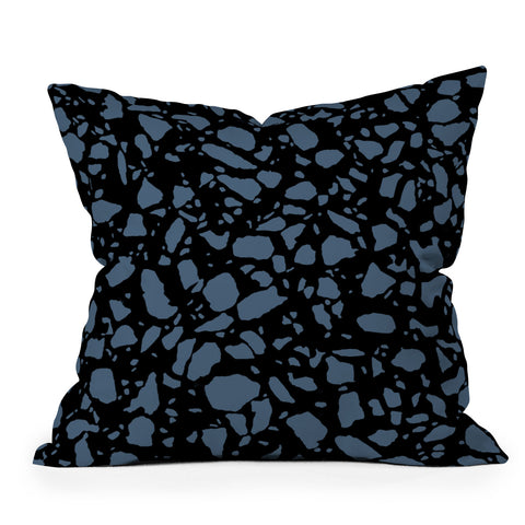 Emanuela Carratoni Classic Blue Terrazzo Outdoor Throw Pillow