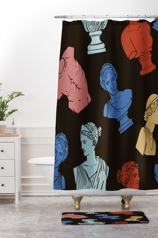 Emanuela Carratoni Classic Busts Theme Shower Curtain And Mat