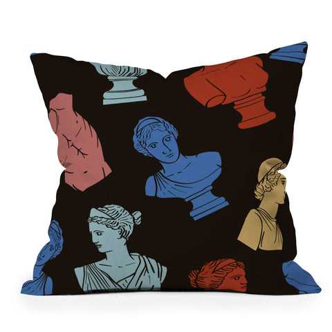 Emanuela Carratoni Classic Busts Theme Throw Pillow