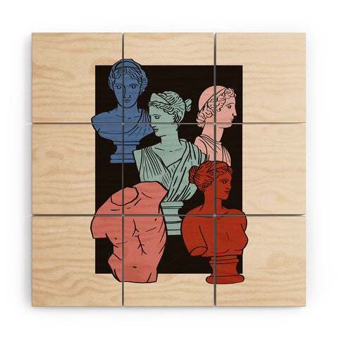 Emanuela Carratoni Classic Busts Wood Wall Mural