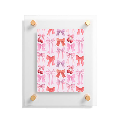 Emanuela Carratoni Coquette Bows and Cherries Floating Acrylic Print