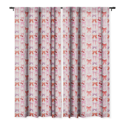 Emanuela Carratoni Coquette Bows and Cherries Blackout Window Curtain