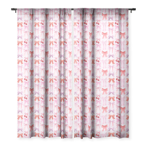 Emanuela Carratoni Coquette Bows and Cherries Sheer Window Curtain