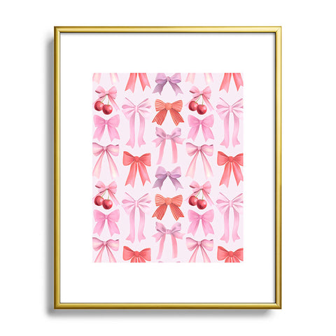 Emanuela Carratoni Coquette Bows and Cherries Metal Framed Art Print