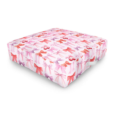 Emanuela Carratoni Coquette Bows and Cherries Outdoor Floor Cushion
