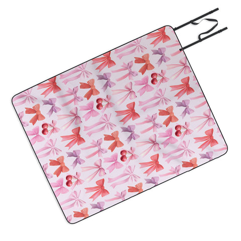 Emanuela Carratoni Coquette Bows and Cherries Picnic Blanket