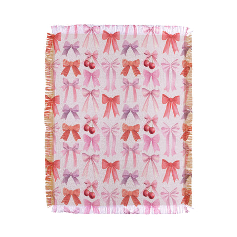 Emanuela Carratoni Coquette Bows and Cherries Throw Blanket