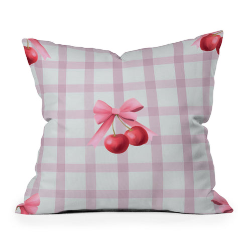 Emanuela Carratoni Coquette Cherries Throw Pillow