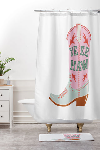 Emanuela Carratoni CowGirl Boot Shower Curtain And Mat