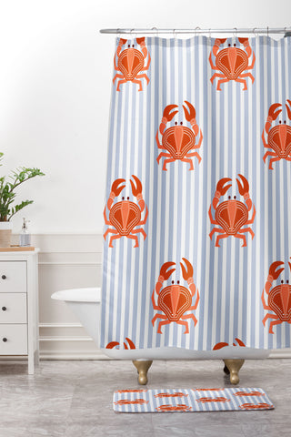 Emanuela Carratoni Crab Dance Shower Curtain And Mat