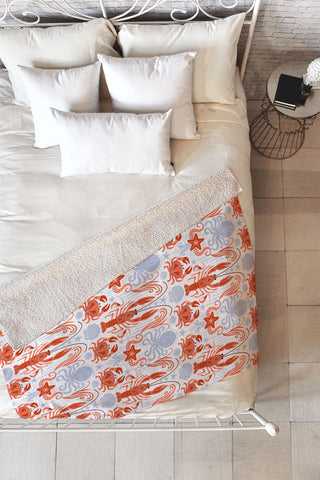 Emanuela Carratoni Crustacean Symphony Fleece Throw Blanket