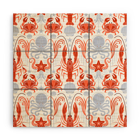 Emanuela Carratoni Crustacean Symphony Wood Wall Mural
