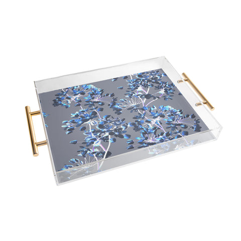 Emanuela Carratoni Delicate Floral Pattern in Blue Acrylic Tray