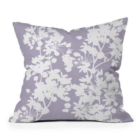 Emanuela Carratoni Delicate Floral Pattern on Lilac Outdoor Throw Pillow