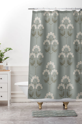Emanuela Carratoni Delicate Little Flowers Shower Curtain And Mat