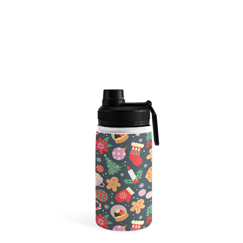 Emanuela Carratoni Ditsy Christmas Theme Water Bottle