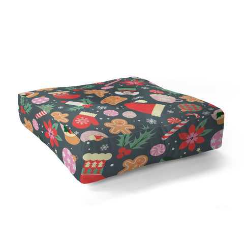 Emanuela Carratoni Ditsy Christmas Theme Floor Pillow Square
