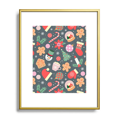 Emanuela Carratoni Ditsy Christmas Theme Metal Framed Art Print