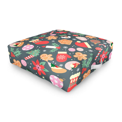 Emanuela Carratoni Ditsy Christmas Theme Outdoor Floor Cushion