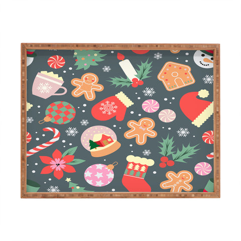 Emanuela Carratoni Ditsy Christmas Theme Rectangular Tray