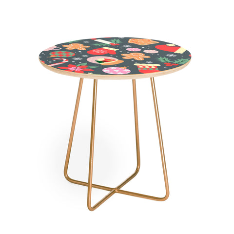 Emanuela Carratoni Ditsy Christmas Theme Round Side Table